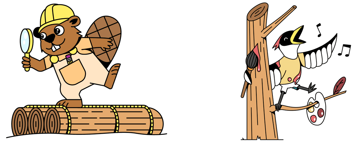 Zeger de Wereldbever en Brecht de artistieke specht